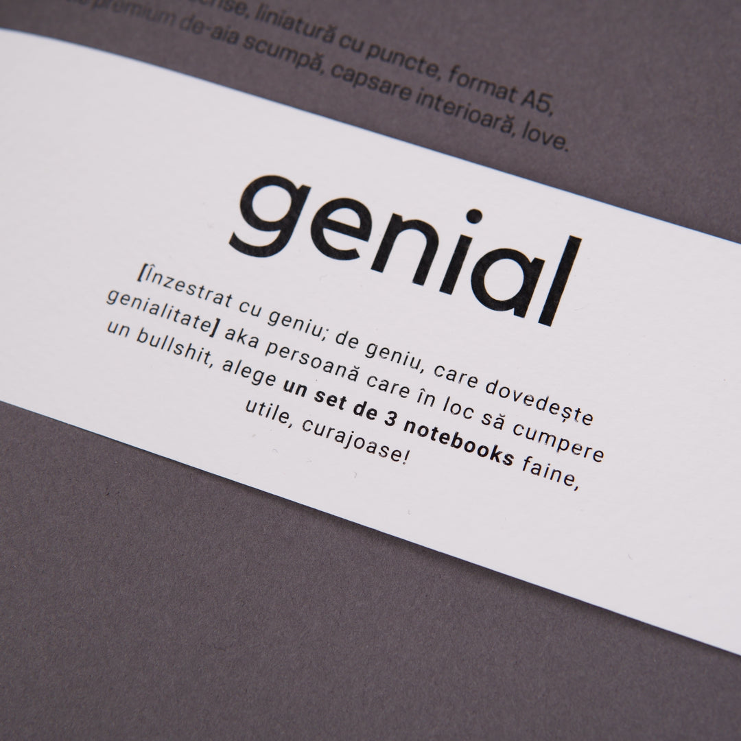 Banderola de legare din carton premium texturat pentru setul de 3 caiete geniale