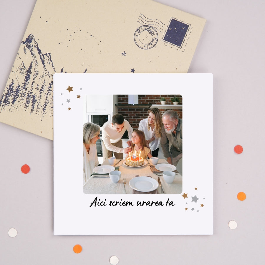 Felicitare personalizata cu poza si textul tau - Stars - cu plic