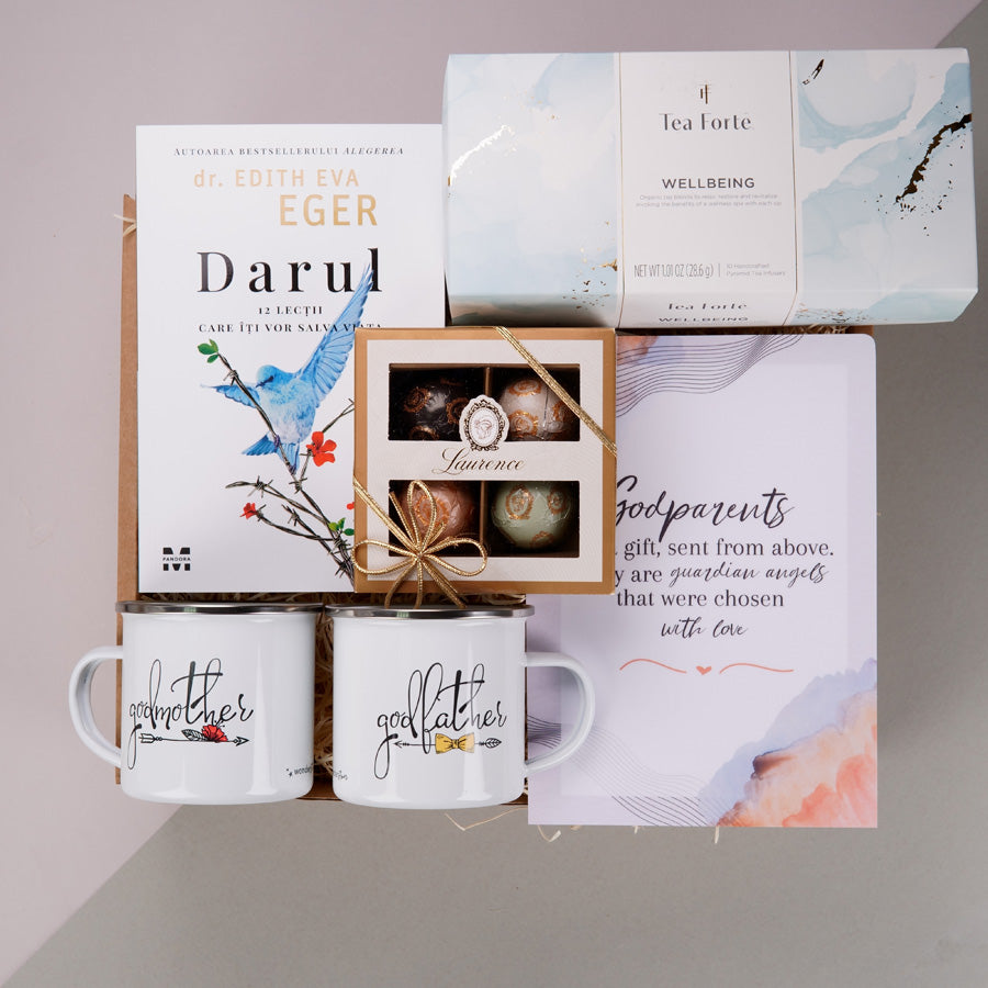 Pachet cadou de multumire pentru nasi - Godparents are a gift - in cutie