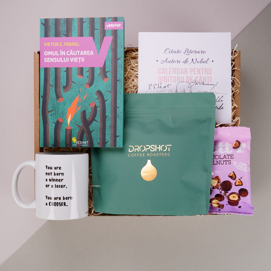 Pachet cadou pentru prieteni - Omul in cautarea sensului vietii - prezentare produse - in cutie
