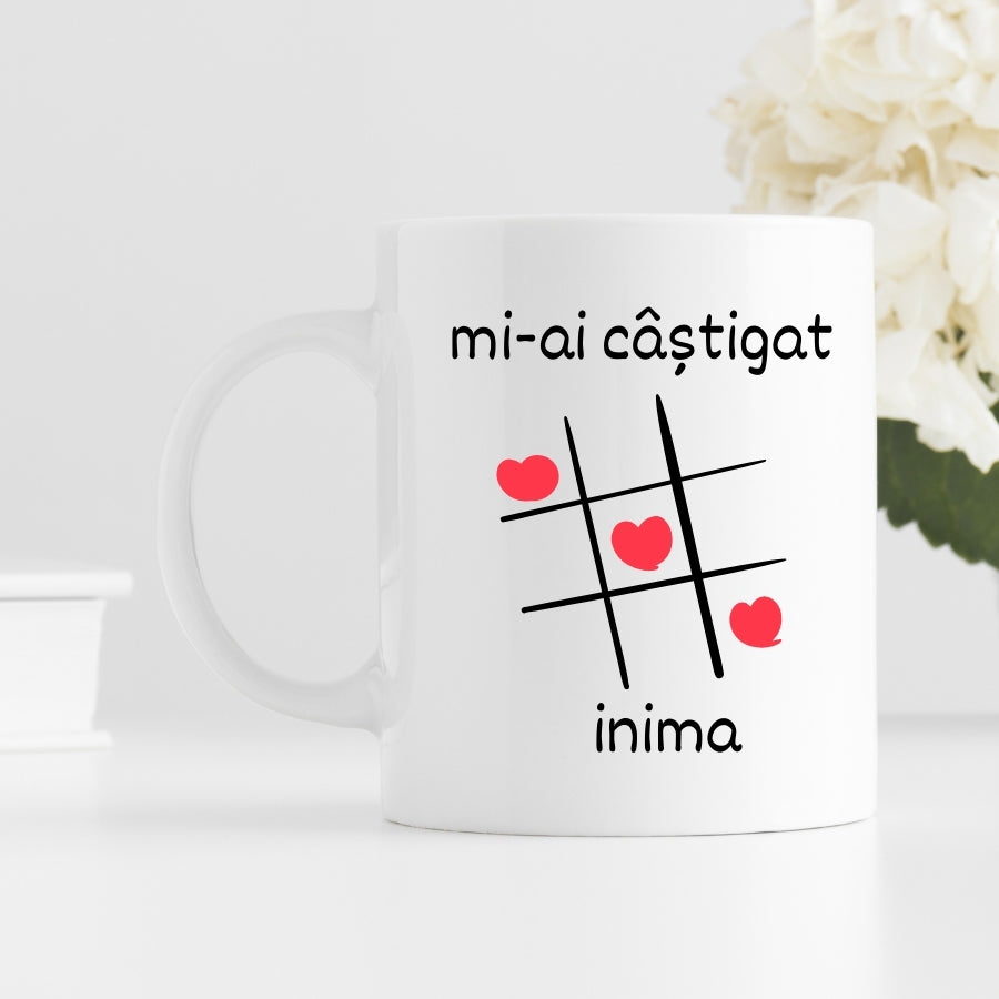 Cadou pentru iubit sau iubita - Cana personalizata cu poza de cuplu - Tic Tac Toe - fata 1