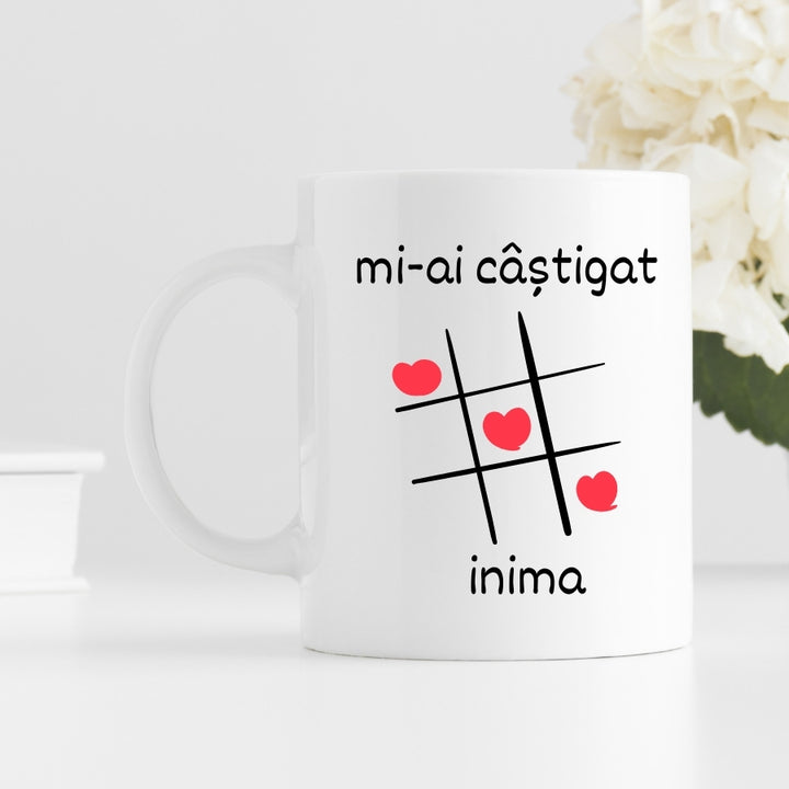 Cadou pentru iubit sau iubita - Cana personalizata cu poza de cuplu - Tic Tac Toe - fata 1