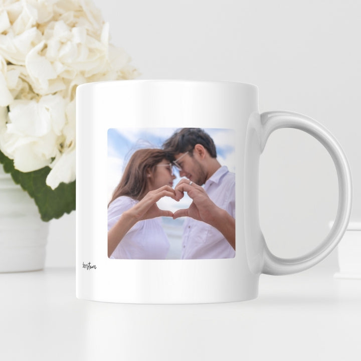 Cadou pentru iubit sau iubita - Cana personalizata cu poza de cuplu - Tic Tac Toe