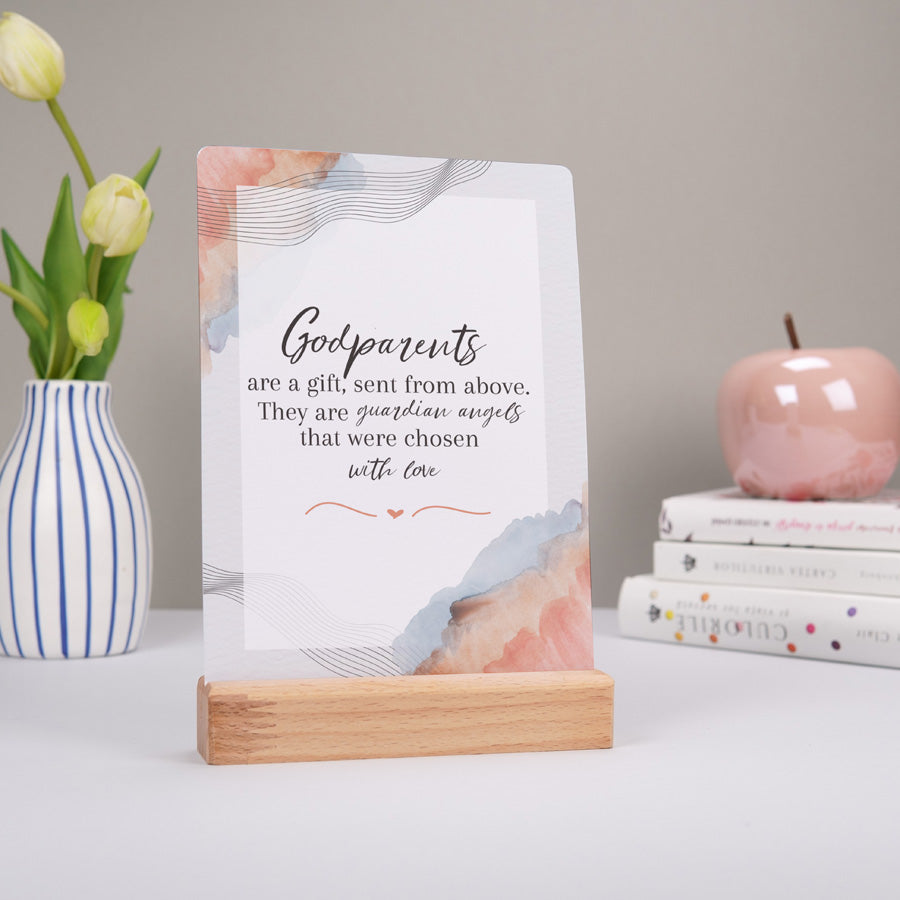 Cadou pentru nasi - Mini tablou in suport de lemn - Guardian Angels - fata