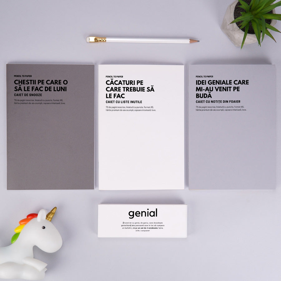 Prezentare produse - Cadou amuzant pentru colegii de birou - Set de 3 caiete geniale - Azi nu