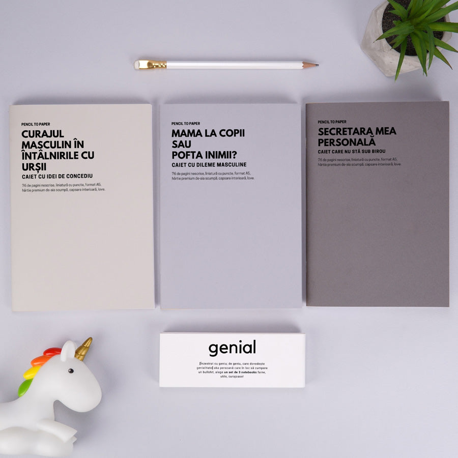 Prezentare produse - Cadou amuzant pentru barbati - Set de 3 caiete geniale - Idei de mascul Alpha