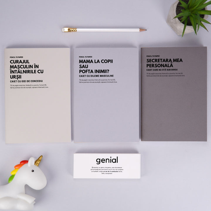 Prezentare produse - Cadou amuzant pentru barbati - Set de 3 caiete geniale - Idei de mascul Alpha