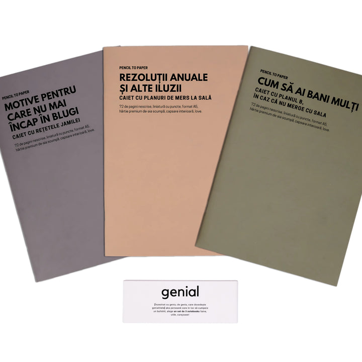 Cadou amuzant pentru prieteni - Set de 3 caiete geniale - Planuri motivationale