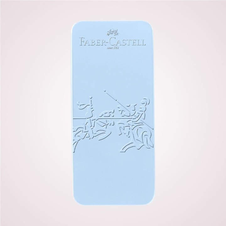 Cadou premium - Set elegant cu pix si stilou bleu ciel in cutie de metal Faber-Castell - ambalaj cadou