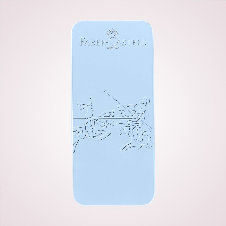 Cadou premium - Set elegant cu pix si stilou bleu ciel in cutie de metal Faber-Castell - ambalaj cadou