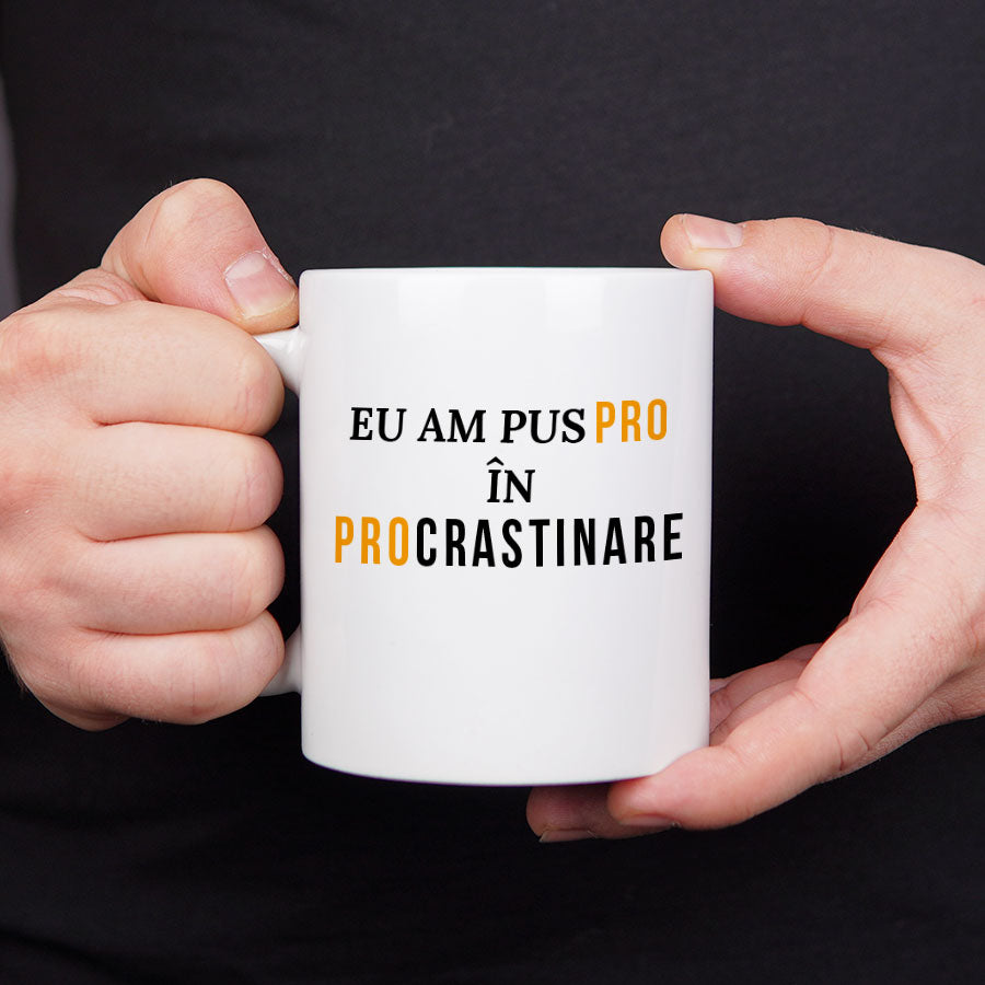 Cana cadou pentru colegi si prieteni - Master Procrastinator-hand