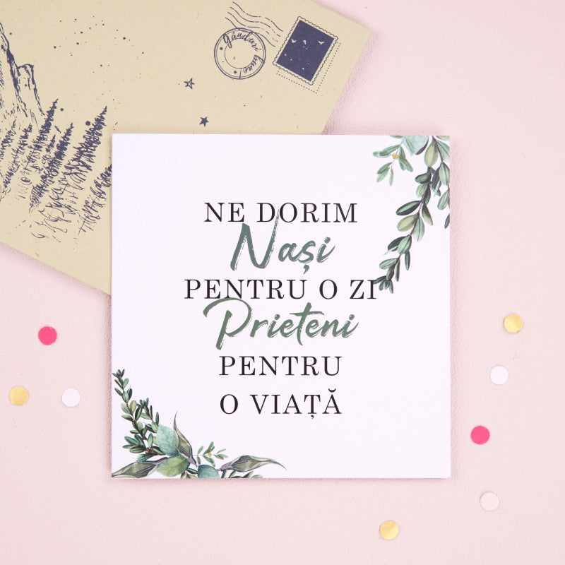 Felicitare cu plic cadou pentru nasii de cununie - Prieteni si Nasi - wonderstore