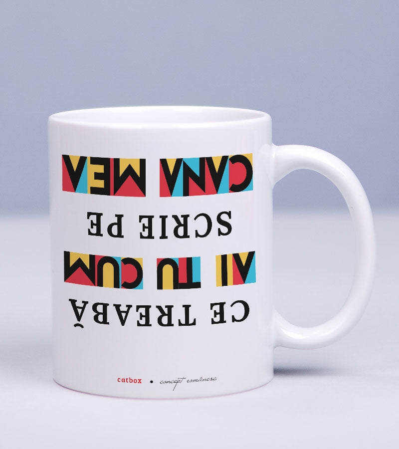 Cana cadou cu mesaj scris invers - None of Your Business_catbox_1