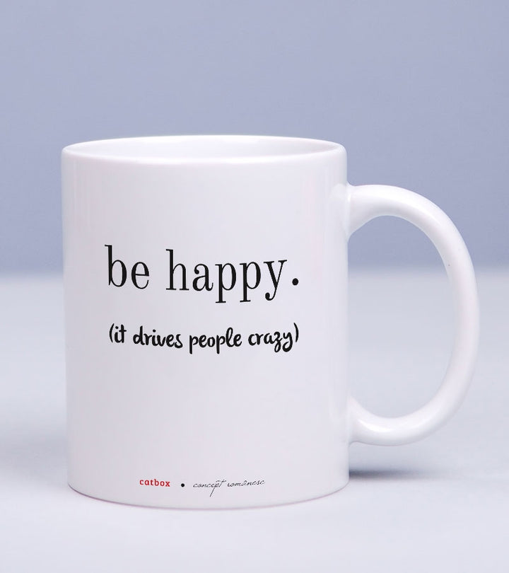 Cana cadou pentru prieteni, cu mesaj optimist - Be Happy_catbox 1