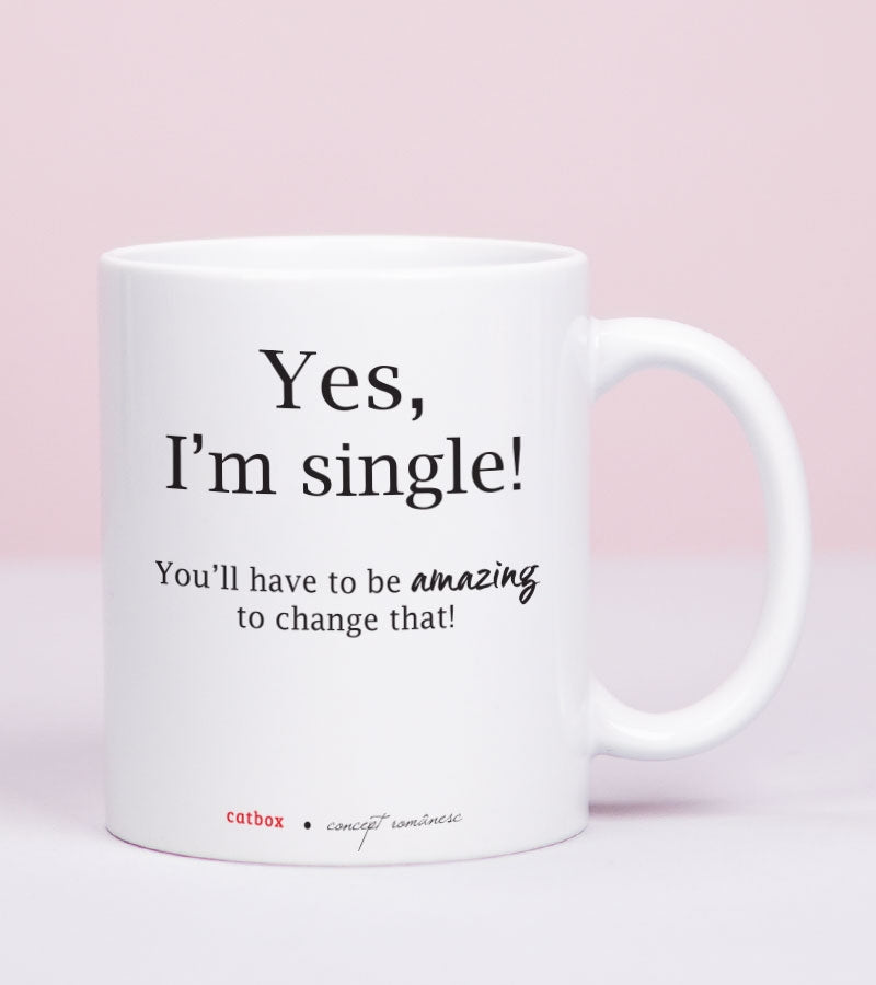 Cana cadou pentru prieteni, cu mesaj amuzant - Single and Proud