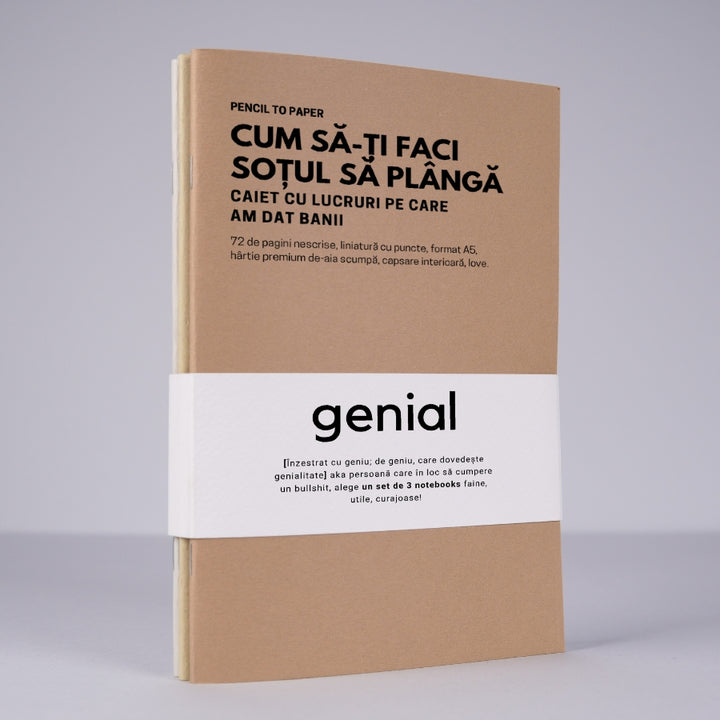 Cadou amuzant pentru sot - Set de 3 caiete geniale - Liste pentru dezaglomerat mintea
