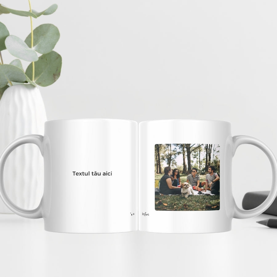 Cadou pentru prieteni si colegi - Cana personalizata cu poza si mesaj sau nume - For You - ambele fete