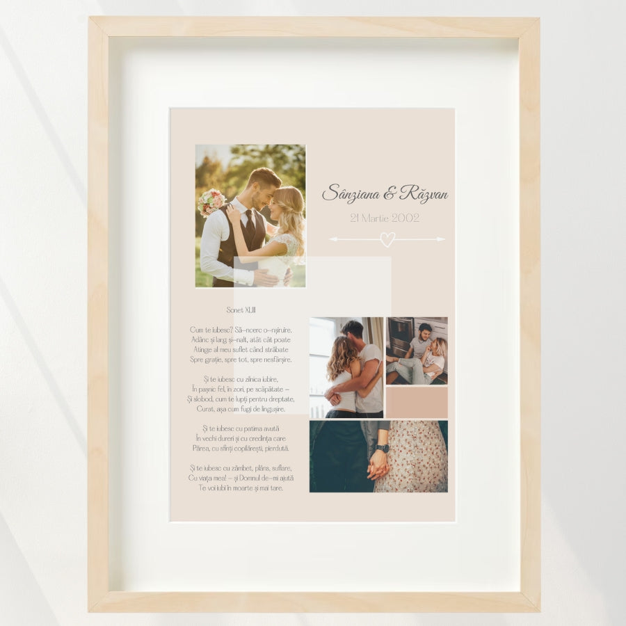 Cadou aniversare de cuplu - Tablou personalizat cu poze - Cum te iubesc_wonderstore_prim plan