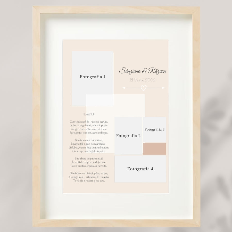 Cadou aniversare de cuplu - Tablou personalizat cu poze - Cum te iubesc_wonderstore_prim plan