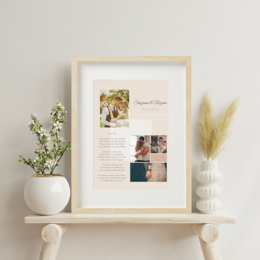Cadou aniversare de cuplu - Tablou personalizat cu poze - Cum te iubesc_wonderstore_tablou pe raft