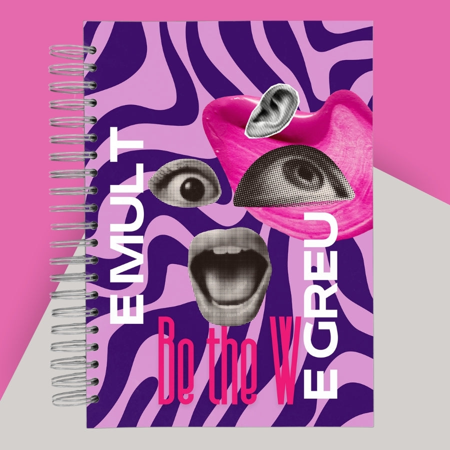 Caiet de scoala studentesc A4 universal multifunctional de liceu si gimnaziu pentru toate materiile, cu spirala, 200 file/400 pagini, deschidere 360°, dictando/matematica, cu planificator de teme si teste - Be The W