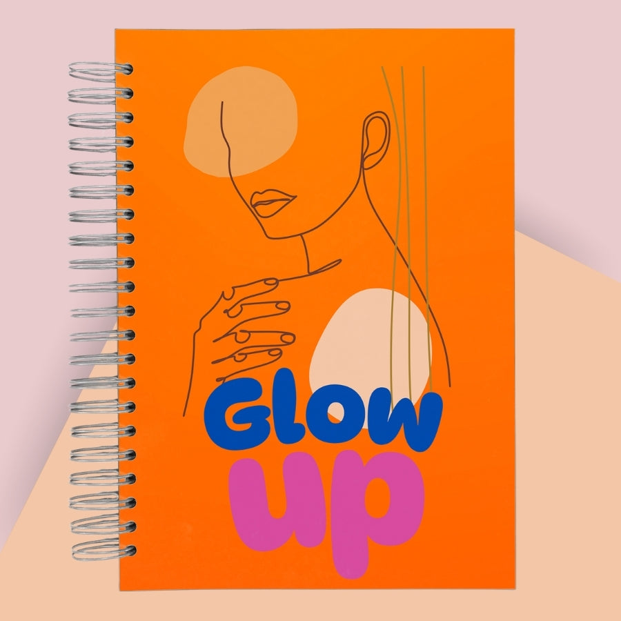 Caiet de scoala studentesc A4 universal multifunctional de liceu si gimnaziu pentru toate materiile, cu spirala, 200 file/400 pagini, deschidere 360°, dictando/matematica, cu planificator de teme si teste - Glow Up