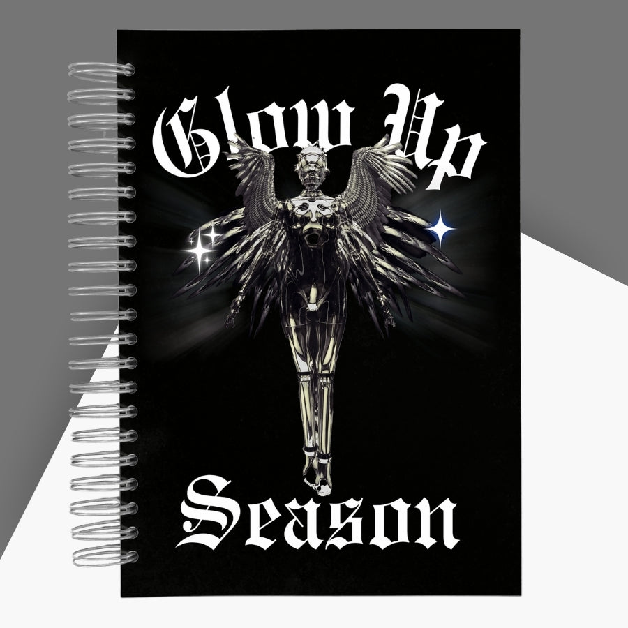 Caiet de scoala studentesc A4 universal multifunctional de liceu si gimnaziu pentru toate materiile, cu spirala, 200 file/400 pagini, deschidere 360°, dictando/matematica, cu planificator de teme si teste - Glow Up Season