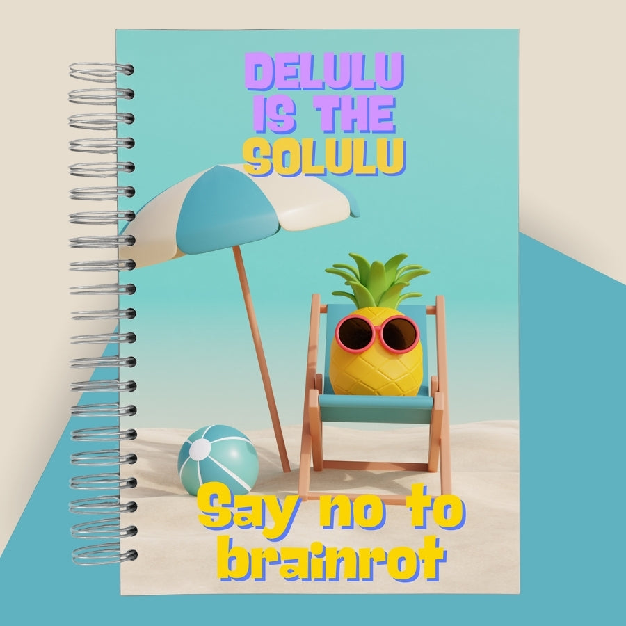 Caiet de scoala studentesc A4 universal multifunctional de liceu si gimnaziu pentru toate materiile, cu spirala, 200 file/400 pagini, deschidere 360°, dictando/matematica, cu planificator de teme si teste - No Brainrot