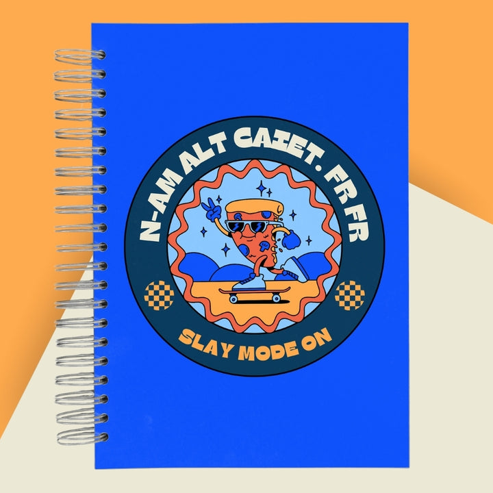 Caiet de scoala studentesc A4 universal multifunctional de liceu si gimnaziu pentru toate materiile, cu spirala, 200 file/400 pagini, deschidere 360°, dictando/matematica, cu planificator de teme si teste - No Joke