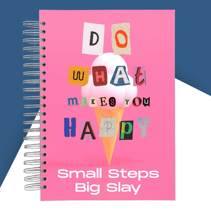 Caiet de scoala studentesc A4 universal multifunctional de liceu si gimnaziu pentru toate materiile, cu spirala, 200 file/400 pagini, deschidere 360°, dictando/matematica, cu planificator de teme si teste - Small Steps