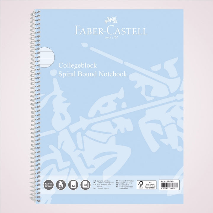 Caiet studentesc A4 cu spira, liniatura dictando, coperta din carton - Bleu Sky Faber-Castell