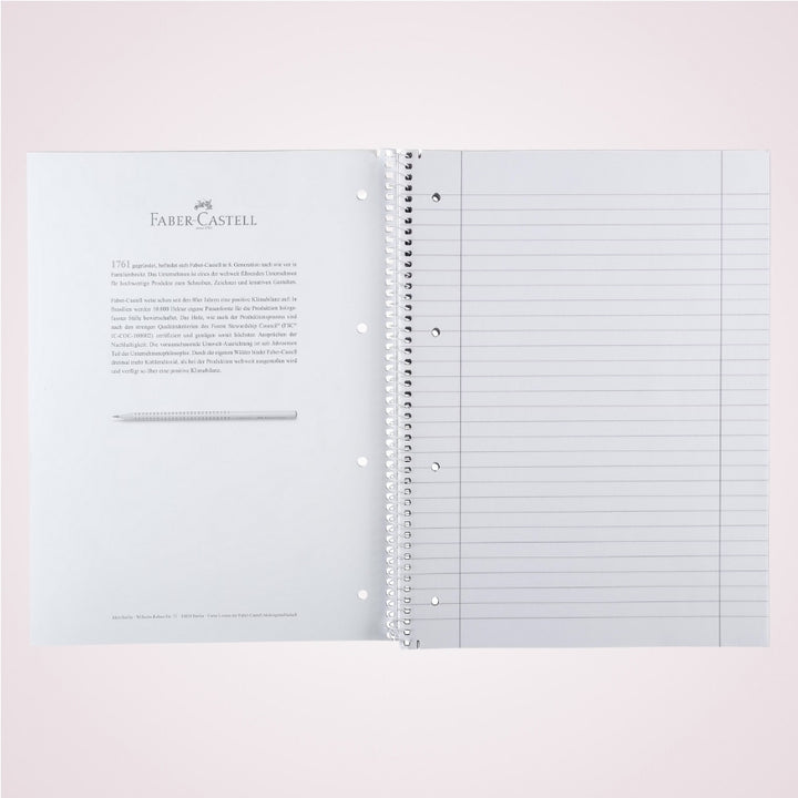 Caiet studentesc A4 cu spira, liniatura dictando, coperta din carton - Bleu Sky Faber-Castell - interior