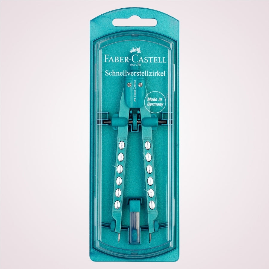 Compas cu mina de creion mecanic - Sparkle Factory - Faber Castell - albastru - in cutie