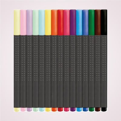 Culori set 15 linere colorate cu varf de 0.4 mm in cutie de metal Faber-Castell