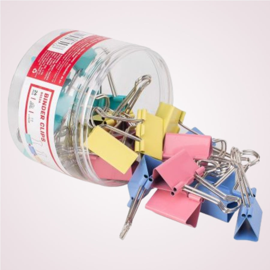 Cutie cu 24 clipsuri pentru hartie 32 mm - Color Bright