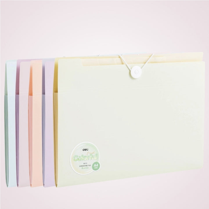 Mapa A4 din plastic cu elastic si 7 separatoare la interior - Macarons