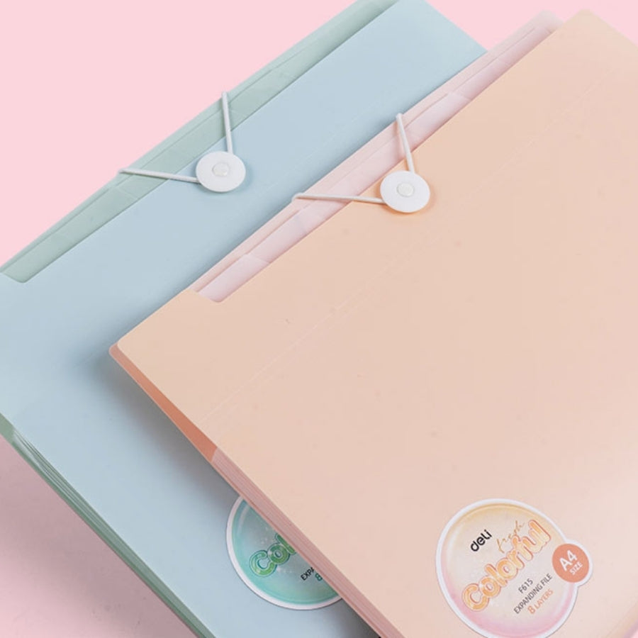 Mapa A4 din plastic cu elastic si 7 separatoare la interior - Macarons - sistem de inchidere