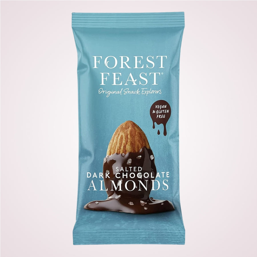 Migdale sarate in ciocolata belgiana neagra Forest Feast 40g