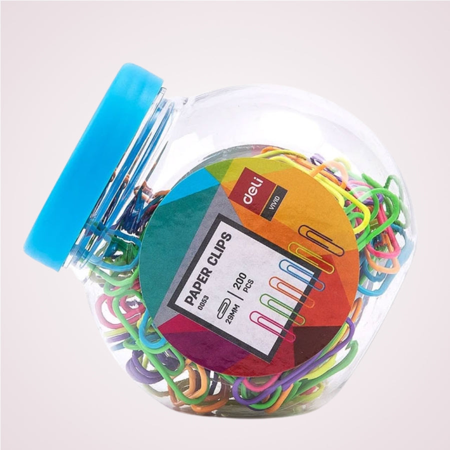 Mini borcan cu 200 de agrafe pentru hartie 29 mm - Multicolor 1