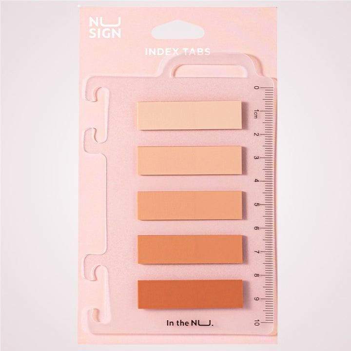 Set index adeziv din plastic 12 x 44 mm, 5 nuante, 20 file, cu rigla - Nusign - roz