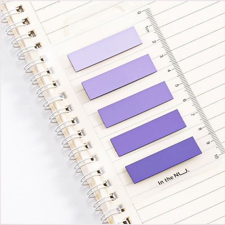 Set index adeziv din plastic 12 x 44 mm, 5 nuante, 20 file, cu rigla - Nusign - violet 3