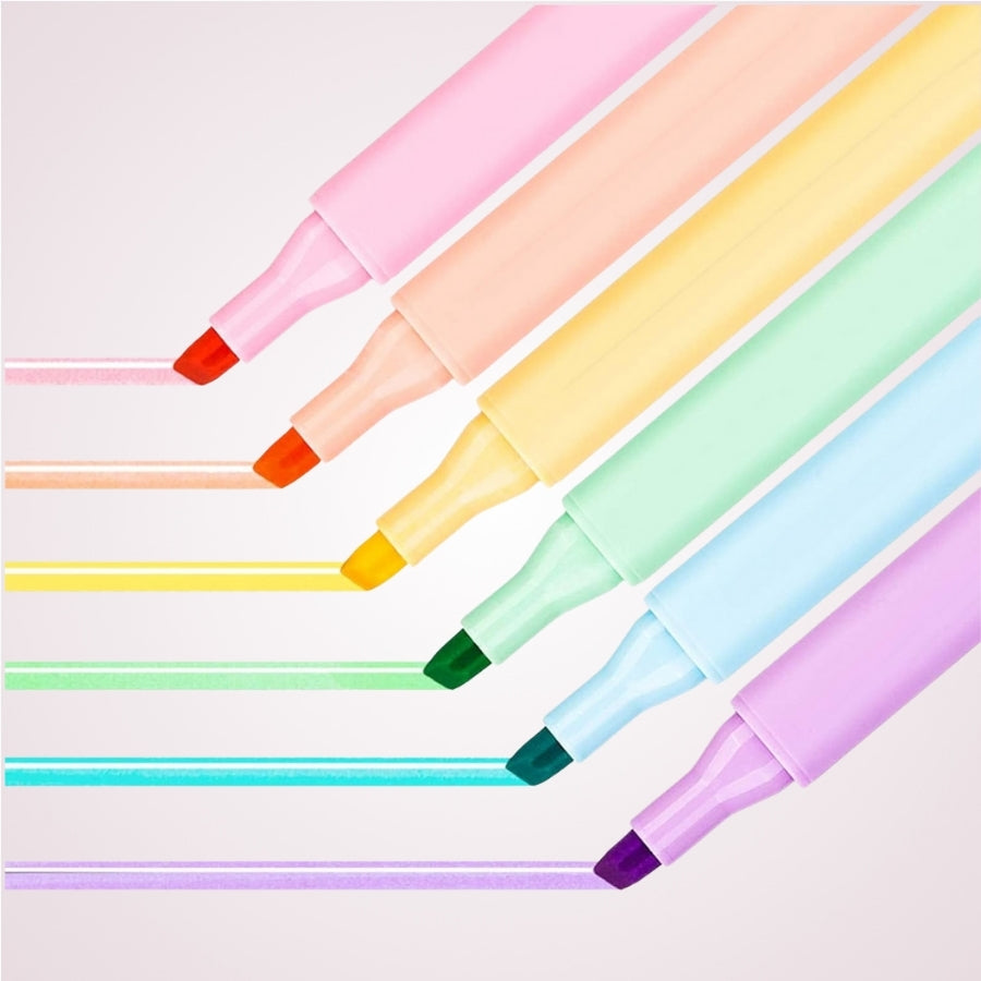 Set markere de text evidentiatoare in 6 culori pastel - Miyou 5