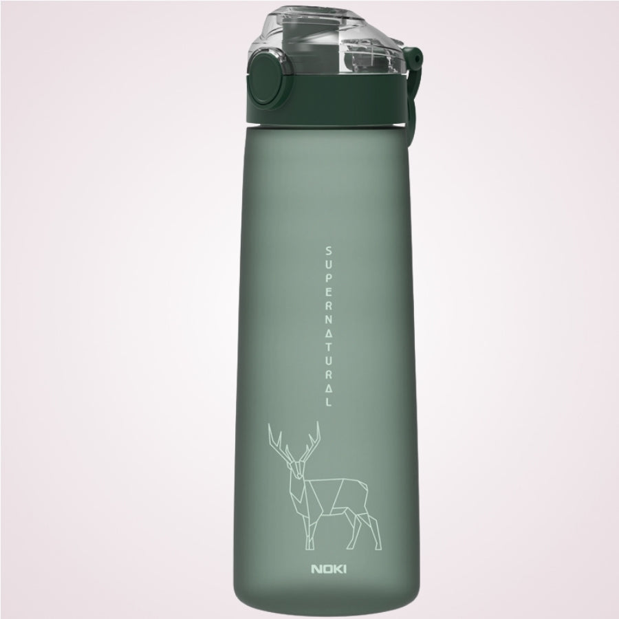 Sticla de apa din tritan cu deschidere automata si maner de transport, 730 ml - Noki Green