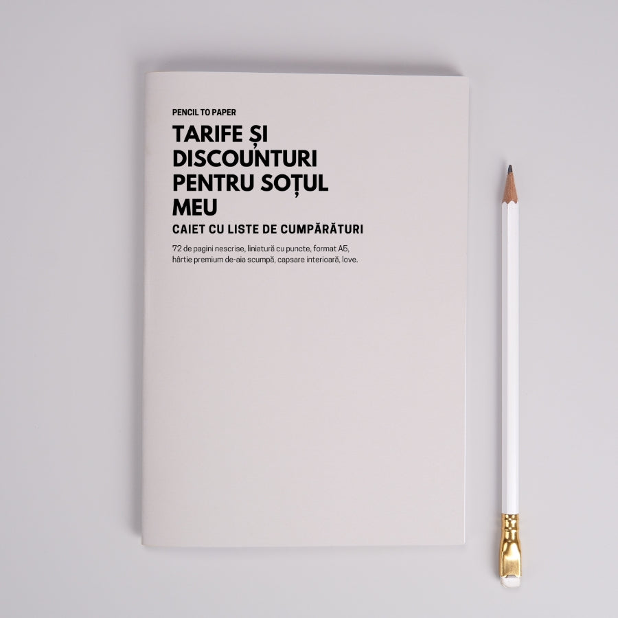 Tarife si discounturi pentru sotul meu. Caiet cu liste de cumparaturi