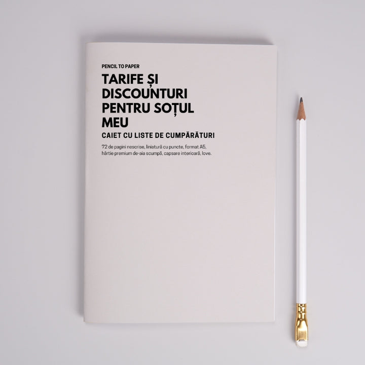 Tarife si discounturi pentru sotul meu. Caiet cu liste de cumparaturi