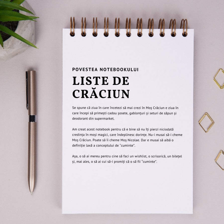 Notebook cadou amuzant de sarbatori - Liste de Craciun - povestea notebookului