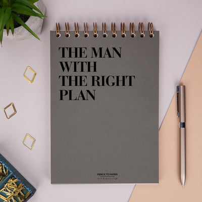 Notebook cadou pentru barbati - The Man With The Plan - coperta fata