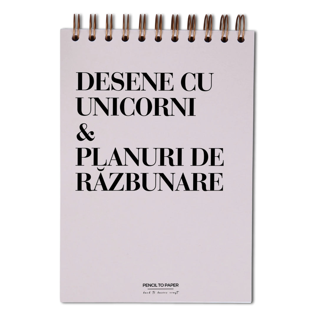 Notebook cadou pentru femei - Desene cu unicorni si planuri de razbunare