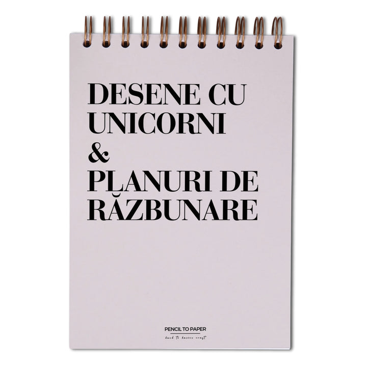 Notebook cadou pentru femei - Desene cu unicorni si planuri de razbunare