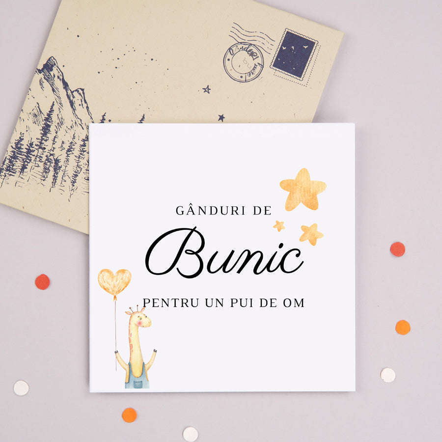 Felicitare cadou de la bunic pentru bebelus - Ganduri de bunic - cu plic